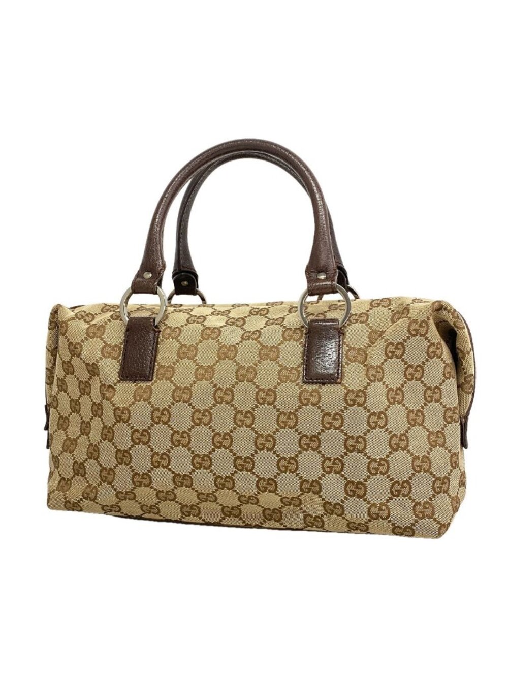 Gucci Handbag GG Canvas Brown Silver